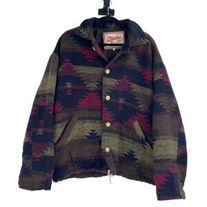 Vintage Aztec Native Tribal Western Chore Coat Jacket Wool Size Large OVERSIZED